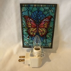 Veilleuse vitrail papillon