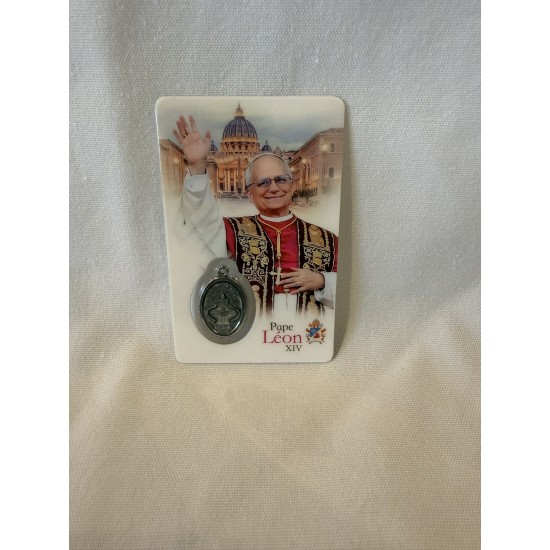 Carte avec médaille Pape Léon XIV
