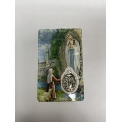 Carte avec médaille Notre-Dame-de-Lourdes